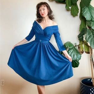 Vixen by Micheline Pitt Starlet Swing Dress in Storm Blue Size Small